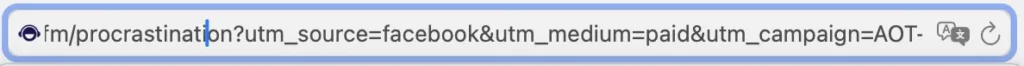 Screenshot of a URL with UTM parameters attached